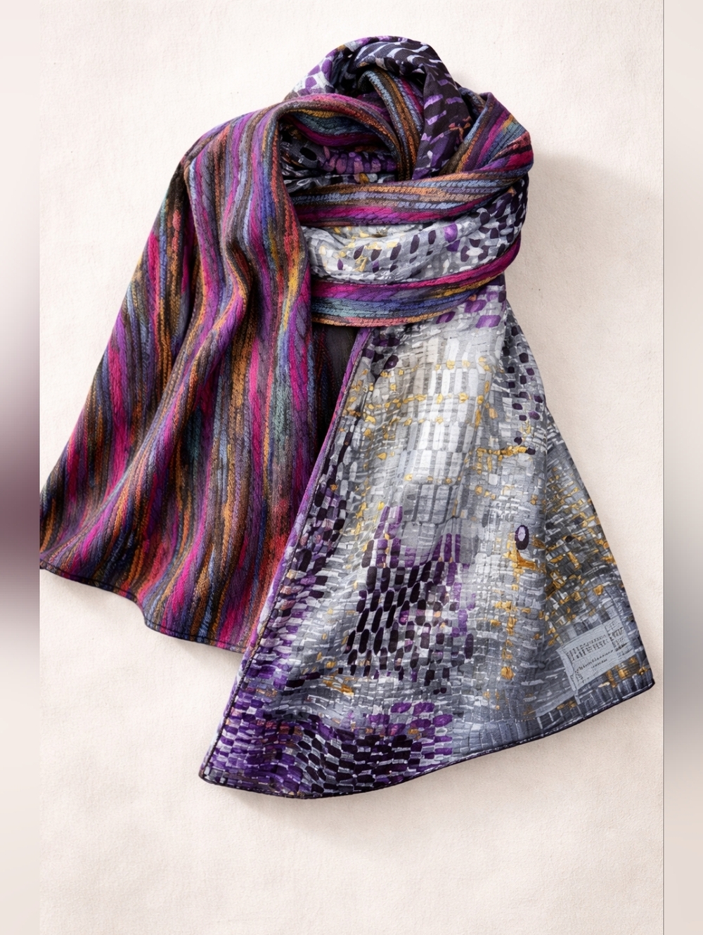 Y2K‎ Reversible Boho Chic Scarf Made in Canada Mid-2000s Boutique Art To Wear